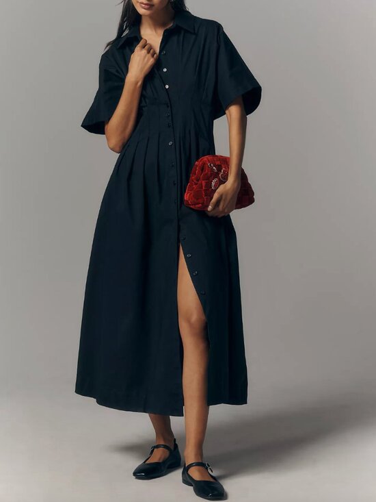 Anthropologie Dresses & Skirts - ANTHROPOLOGIE The Tobie Dress by Exquise Black Maxi Button Down Size Small